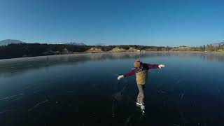 Skating on Frozen Lake Windermere  Invermere BC [upl. by Pryor]