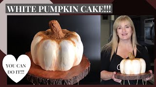 How to make a White Pumpkin Cake l Cake Decorating Tutorial [upl. by Oswald]