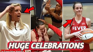 HUGE CELEBRATIONS Indiana Fever Locker Room Celebrates Caitlin Clarks Historic TripleDouble [upl. by Yecak781]