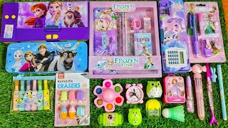 Ultimate Collection of Frozen Stationery items🤩Pencil boxPenEraser Unboxing🥰penciltoyscollection [upl. by Nnylyam]