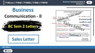 Sales Letter in Business communication  FYBCOM  Mumbai University 2023 [upl. by Anicart]