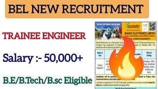 BEL TRAINEE ENGINEER 2024 RECRUITMENTBHARAT ELECTRONICS LIMITED TRAINEE ENGINEER RECRUITMENT 2024 [upl. by Miculek719]