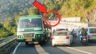 Heavy Traffic In Yercaud Hills Road Tnstc Bus Slowly Turning On Big Hairpinbend Road At Yercaud [upl. by Orodoet480]