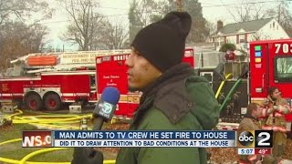 Man admits to a TV crew that he set a house fire [upl. by Che]