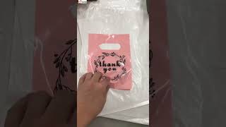 Custom Small Die Cut Plastic PE Thickness Thank You Bags With Logo Pink Gift Retail Plastic Bag [upl. by Ivek]