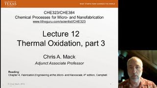 Lecture 12 CHE 323 Thermal Oxidation part 3 [upl. by Schnabel]