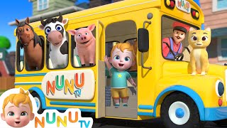 Wheels On The Bus With Animals  Animal Song  Nursery Rhymes amp Kids Songs  NuNu Tv [upl. by Nabatse627]