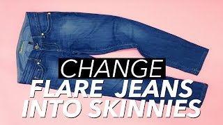 How to Make Skinny Jeans from Flare or Boot Cut Jeans  WITHWENDY [upl. by Ellebasi268]