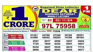 NAGALAND Lottery SAMBAD DEAR EVENING 1PM RESULT TODAY 02112024 STATE DEAR LOTTER [upl. by Amasa]