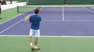 Gilles Simon Forehand and Backhand from Back Perspective  BNP Paribas 2013 [upl. by Louls]