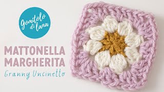 🌼 Mattonella Granny Square con fiore Margherita 🌼 [upl. by Misab]