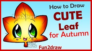 How to Draw Cute Autumn Maple Leaf  Easy Step by Step Drawings for Beginners Fun2draw Online Class [upl. by Xino]