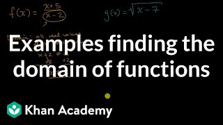 Examples finding the domain of functions [upl. by Auop612]