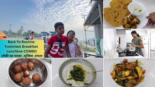 Back To Routine  Yummiest Breakfast  Lunchbox COMBO लौकी का पराठा भुजिया रायता  Daily Vlog [upl. by Fugate]