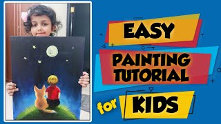 EASY CANVAS PAINTING TUTORIAL FOR KIDS [upl. by Sevik835]