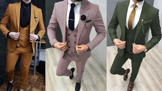 Mens 3 Piece Suits Elegant One Button Slim Fit Coat Pant  Fashion Collect [upl. by Sul]