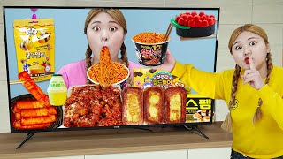 MUKBANG TOFU FIRE NOODLES Fried Chicken CVS EATING by HIU 하이유 [upl. by Nyrehtak168]