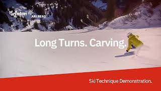 Ski Technique Demonstration  Long Turns Carving [upl. by Tennies860]