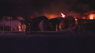 BNSF train derailment in western Minnesota evacuations underway [upl. by Anilev148]