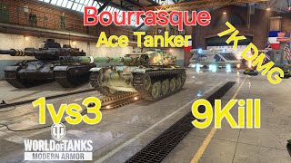 World of Tanks console BatChatillon Bourrasque 9Kill 7K Dmg 1vs3 [upl. by Anuaf801]