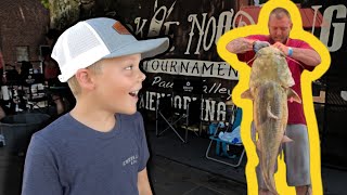 Okie Noodling Festival Hand Fishing Massive Catfish [upl. by Alywt342]