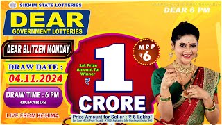 DEAR BLITZEN MONDAY DEAR 6 PM LIVE DRAW DATE 04112024 SIKKIM STATE LOTTERIES LIVE FROM GANGTOK [upl. by Corydon941]