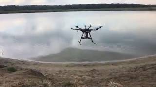 GPR attached to drone to collect bathymetric data [upl. by Nylacaj]