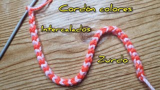 ZURDO CROCHETCordóncolores intercalados para agujetapulseras y otros proyectos tejido ganchillo [upl. by Nnylanna]