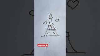 How to draw Eiffel Tower ❤️ drawingtutorial howtodraw kidsdrawing shortsvideo drawingvideo [upl. by Allisan]