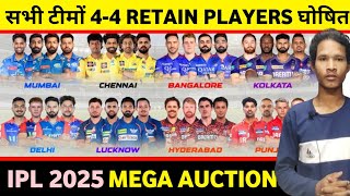 Ipl 2025 All 10 Teams 44 Confirmed Retain Players ListCSKRCBMIKKRRRDCSRHRRGT LSGIPL 2025 [upl. by Astrix]