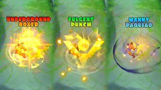 Paquito Fulgent Punch Starlight Skin VS Manny Paquiao Skin VS Underground Boxer Skin MLBB Comparison [upl. by Sprague]