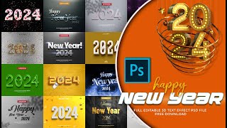 Happy New Year 2024 3D Text Effect PSD Free Download [upl. by Barnie]