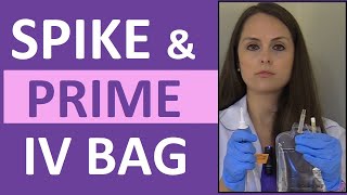 How to Prime IV Tubing Line  How to Spike a IV Bag for Nursing [upl. by Nims]