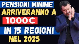 ASSEGNO PENSIONI MINIME 2025 A 1000€ IN 15 REGIONI 👉 ECCO PER CHI E QUANDO ARRIVANO [upl. by Ttebroc]