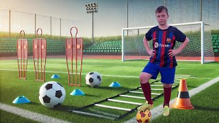 Football Agility amp Speed Workout Cones and Ladder Drills in Action [upl. by Nylareg]