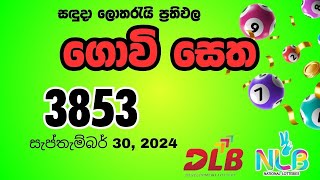 Govisetha 3853 Monday September 30 2024 NLB and DLB lottery result [upl. by Dodie]