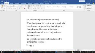 législation de travail  la résiliation [upl. by Fiel]