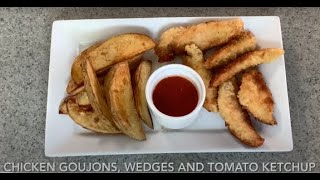 Chicken goujons wedges and ketchup [upl. by Kcirdneked452]