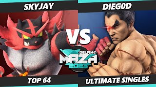 Delfino Maza 2023  Skyjay Incineroar Vs DieG0D Kazuya Smash Ultimate  SSBU [upl. by Enirehtakyram815]