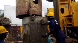 Hydraulic piling rig  Installation of a Casing pipe [upl. by Sarajane616]