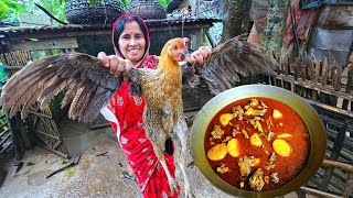 বর্ষায় বৃষ্টির মধ্যে মায়ের হাতে স্পেশাল দেশি মুরগির ঝোল রান্না  Rainy day special chicken curry [upl. by Elbertine]