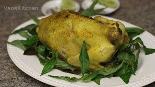 Gà hấp muối Steamed chicken on a bed of rock salt [upl. by Ardnuahs]