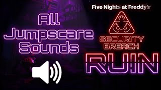 All Jumpscare Sounds  FNaF Security Breach RUIN DLC [upl. by Yoreel]