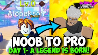 F2P Noob To Pro Day 1  The Beginning of a LEGEND GOJO ALREADY  All Star Tower Defense season 5 [upl. by Ayikahs]