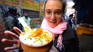 Street Food in Varanasi  VEGETARIAN CHAAT HEAVEN  HOLY Indian Street Food in Benares India [upl. by Breh]