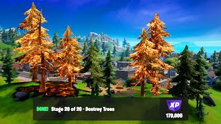 How to Complete Destroy Trees Milestone 170000 XP  Fortnite [upl. by Eednil]