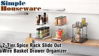 Simple Houseware 2Tier Spice Rack Slide Out Wire Basket Drawer Organizer Assembly Video [upl. by Naarah]