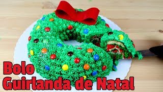 Bolo Guirlanda de Natal  Como Fazer Bolo Guirlanda de Natal  Receita de Natal [upl. by Onailil]