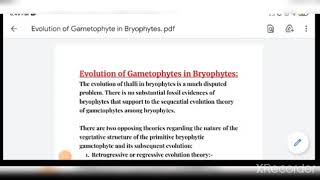 Evolution of Gametophyte in Bryophytes part 1 MSc Botany  Jammu University [upl. by Plante]