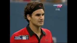 Federer vs DjokovicBest point ever [upl. by Ahsenyl]